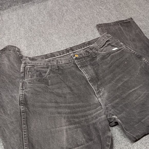 Vintage Legendary Gold Jeans Men 38x32 Black Regular Fit Straight Leg Whiskered - Picture 2 of 11